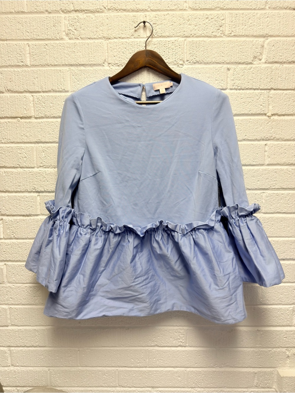 Ted Baker London Sky Blue Ruffle Peplum Blouse